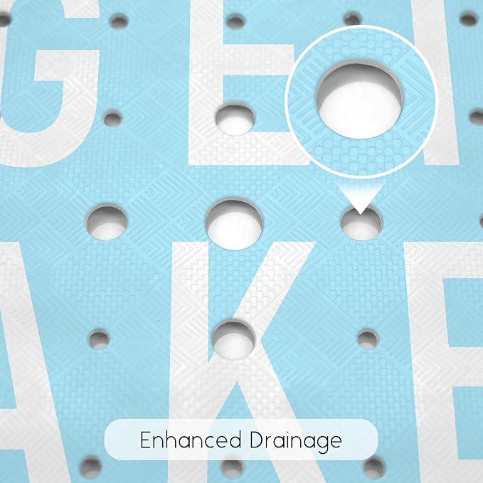 Bathtub Mat Non Slip, Get Naked Square Bath tub Mat Shower Floor Mat with Suction Cups for Adults Kids Elderly 21 X 21 Inch