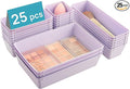 Vtopmart 25 PCS Plastic Drawer Organizers Set, 4-Size Versatile Bathroom and Vanity Drawer Organizer Trays, Storage Bins for Makeup, Bedroom, Kitchen Gadgets Utensils and Office