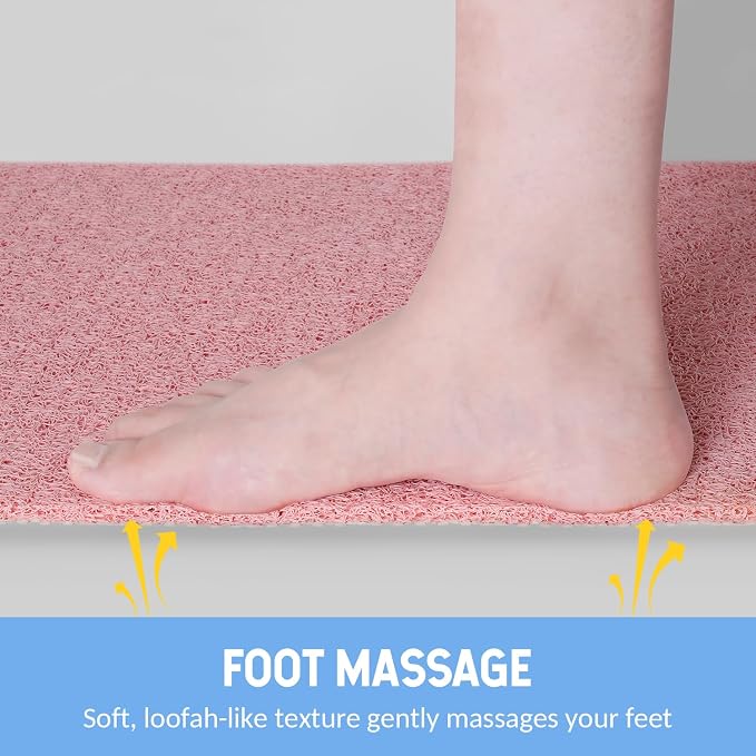 Hargiis Non-Slip Bathtub Mat, Anti Slip Shower Mat, Fast Drying Bathtub Mats, Foot Scrubber Mat, Anti Slip Mat for Tub, Floor, Bathroom, Kitchen, Home, Hotel (Pink 32"×17")