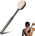 Back Scrubber for Shower for Men Women, Body Brush with Long Handle, Exfoliating Bath Washer with Soft Bristles for Wet or Dry Brushing, Back Scrub Deep Cleaning, Coffee Ground Infused