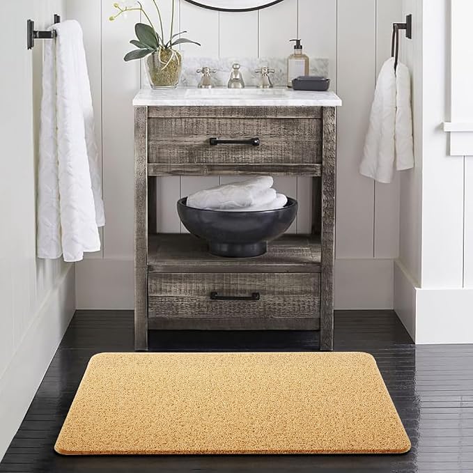Asvin Soft Textured Bath, Shower, Tub Mat, 24x32 Inch, Phthalate Free, Non Slip Comfort Bathtub Mats with Drain, PVC Loofah Bathroom Mats for Wet Areas, Quick Drying