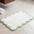 Scalloped Sage Green Bath Rug, Cute Bathroom Rug, Soft Absorbent Quick Dry Bath Mat, TPR Non Slip Backing, Microfiber Mat for Shower Tub Sink Vanity 20" x 31.5"