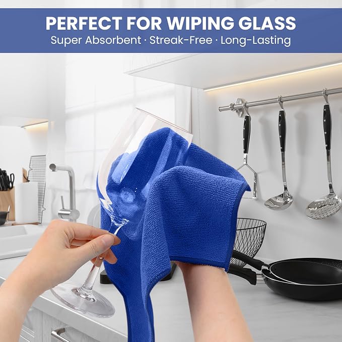 SIFANGKE Microfiber Cleaning Cloth, 12 Pack RoyalBlue Cleaning Rags for Housekeeping, Reusable Microfiber Towels for Car, Kitchen, Bathroom and Household Cleaning Supplies, 11.8"X11.8"