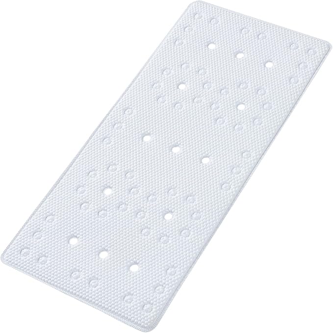 Webos Bathtub Mat Non Slip: Soft Safety Foam Bath Mat for Tub Suitable for Families Extra Large 17 X 36Inch with Drain Holes and Suction Cups Massage Tub & Shower Mat for Bathroom (White)