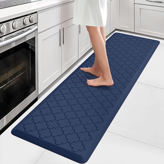 WISELIFE Kitchen Mat Cushioned Anti Fatigue Floor Mat,17.3"x60", Thick Non Slip Water Resistant Kitchen Rugs and Mats,Heavy Duty Foam Standing Mat for Kitchen,Floor,Home,Office,Sink,Laundry (Blue)