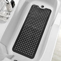 ZHICHENG Bath Tub and Shower Mats, Non-Slip 39 x 16 Inch Extra Long Bath Mat, Machine Washable Bathtub Mat with Drain Holes, Suction Cups for Bathroom (Black)