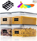 Airtight Food Storage Containers with Lids, 3.2L BPA-Free Plastic Canisters for Spaghetti, Cereal, Oats & Kitchen Pantry Organization, 4 Pack