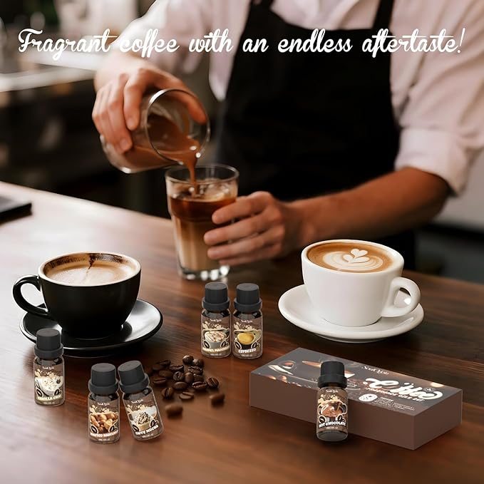 Soulorigin Coffee Fragrance Oils Set, Essential Oil for Diffuser, Diffuser Oil, Use for Soap Candle Making,Caramel Apples, Pumpkin Pie, Candy Corn, Halloween Cookies, Popcorn Balls, Snickers Bars