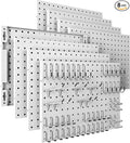Spampur Peg Board, 8 Pack Metal Pegboard Panels with 50 Hooks, White Pegboards Wall Organizer, Peg Board for Walls Home, Garage Tool Storage, Office Organization, Craft Room