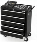 TUFFIOM 5-Drawer Rolling Tool Chest w/Drawers & Lock, Tool Storage Cabinet with Lockable Wheels, Top Cushion & Drawer Liners, Tool Organizer Box for Garage, Warehouse & Repair Sho