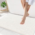 Smiry Luxury Chenille Bathroom Rugs 34x21, Extra Soft and Absorbent Shaggy Bath Mat, Machine Washable, Non-Slip Plush Carpet Runner for Tub, Shower, and Floor, Home Decor Accessories, Ivory
