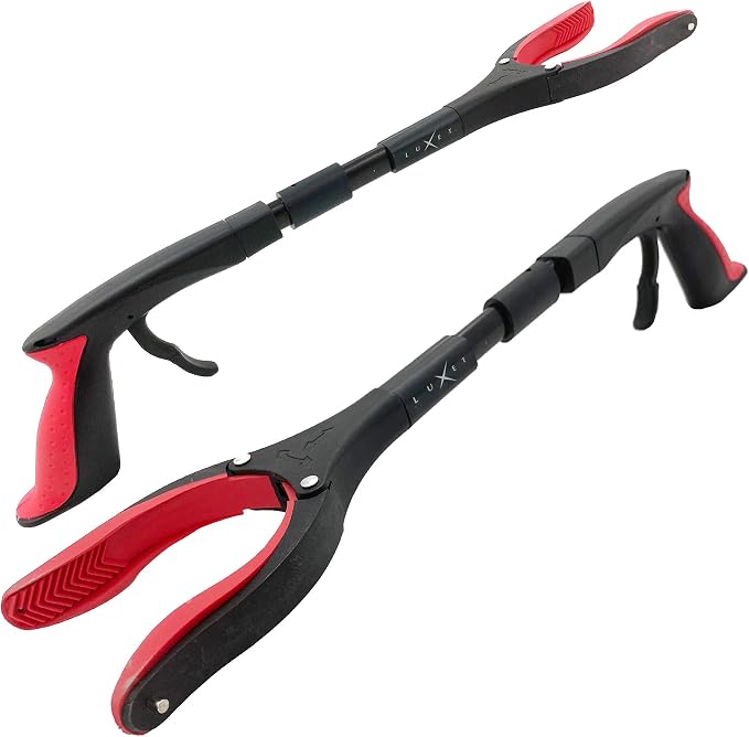 Grabber Reacher Tool 19 Inch Long, Foldable Pick Up Stick - Strong Grip Magnetic Tip - Heavy Duty Trash Picker Claw Reacher Grabber Tool Elderly Wheelchair Mobility Aid (Red)