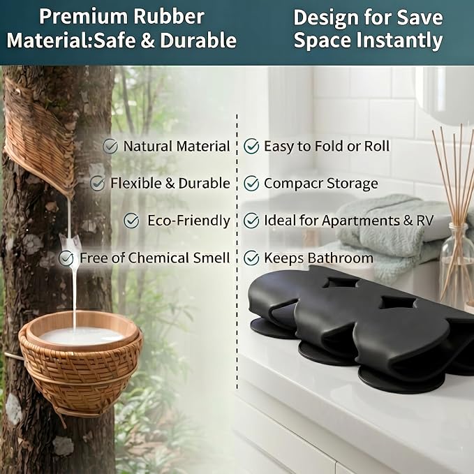 Webos Patented Non Slip Bathtub Mat Shower Mat Bath Mat Tub Mats with Strong Suction Cups Soft Natural Rubber Bath Mat for Inside The tub (Circle-Black, 28x16 inch)