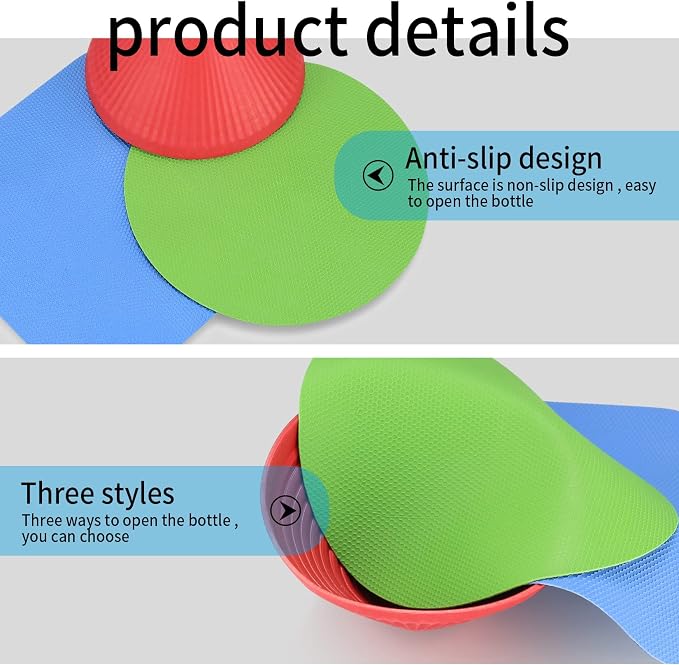 3 Pcs Rubber Jar Opener Gripper Pads, Multi Purpose Jar Bottle Can Lids Gripper Openers Reusable, for Seniors Weak Hands, Most Bottles, Used as Kitchen Coasters
