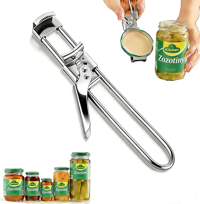 Extended Jar Opener for Weak Hands, Adjustable Stainless Steel Bottle Opener, Can Opener for Seniors with Arthritis, Large and Small Lids Gripper Household Tool, Kitchen Accessories (1 PC)