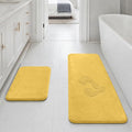 HUXMEYSON Bathroom Rugs Sets 2 Piece, Non-Slip & Quick Dry Bath Mat Set, Ultra Soft Velvet Bath Rugs for Bathroom, Toilet and Shower Floor, Yellow