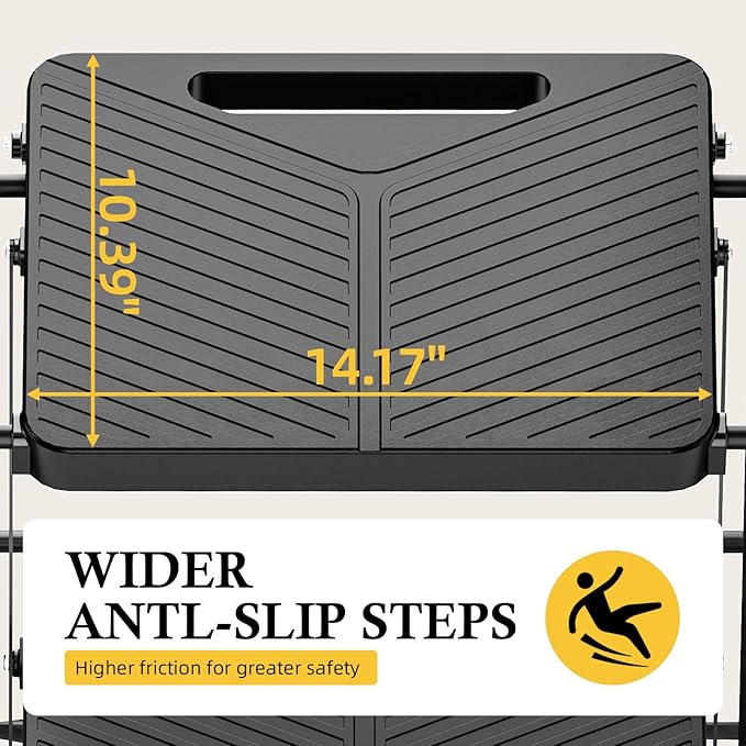 Urackify 4 Step Ladder, Portable Folding Ladder for Multi-Purpose, Home, Kitchen, Heavy Sturdy Steel Step Stool with Handrail, Anti-Slip Wide Pedals, Safe-Lock Design, Pass 500lbs Load Testing, Black