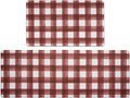 FRESHMINT Modern Farmhouse Plaid 2 Piece Set Kitchen Mats for Floor Anti Fatigue Waterproof & Non-Skid Kitchen Rugs Cushioned Kitchen Mat for Standing Washable Comfort Desk Kitchen Runners