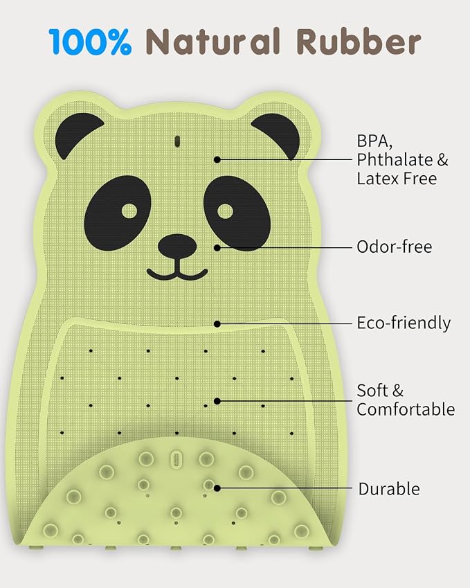 Safe Bath Solution, Bathtub Mat Non Slip for Babies, Toddlers, Kids & Pets, Natural Rubber BPA-Free Low Odor Safer Than PVC, Machine Washable, Suitable for Bathroom, Garden, and Hotel Tubs, Green