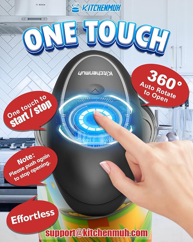 One Touch Electric Can Opener Fits All Can Sizes for Seniors with Arthritis, Battery Operated Can Opener with Smooth Edge, Food Safe Kitchen Gadgets Automatic Can Opener for Kitchen