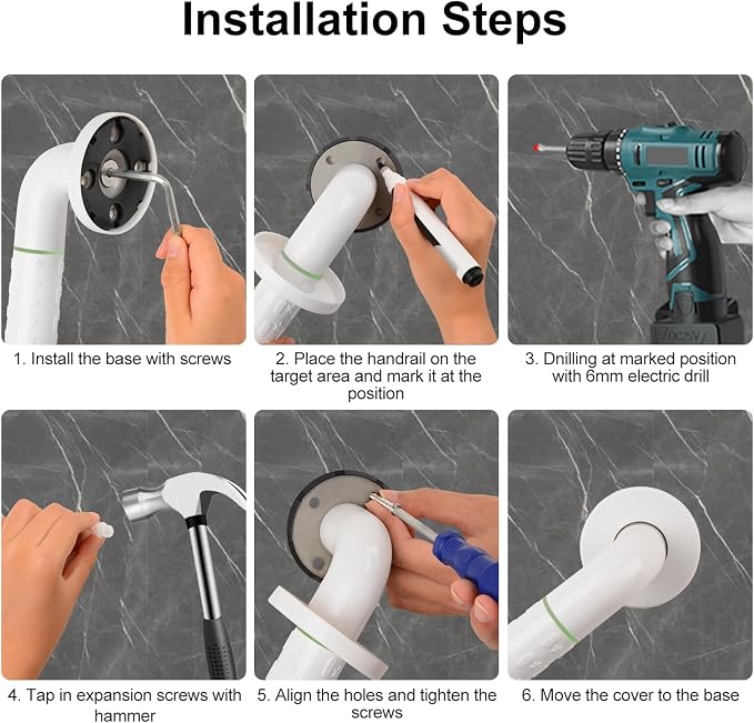 supregear Grab Bars for Bathtubs and Showers - Anti Slip Heavy Duty Shower Safety Handle - White Stainless Steel Support Rail for Bathtub Toilet Kitchen Stairway Elderly Children & Disability, 31.5 in