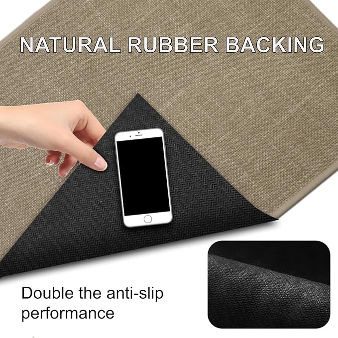 Maximum Non-Slip Indoor Door Mat, Long-Lasting, Soft & True Color with Rubber Backing, Washable & Stain-Resistant Entryway Mat with Powerful Dirt Trapper for Various Entrance, 35''X24'', Brown