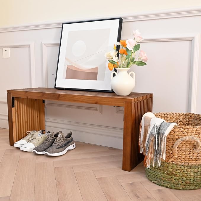 SwallowLiving 30 Inch Solid Wood Bench, Farmhouse Indoor Kitchen Dining Bench with Sturdy Construction, Multi-Purpose Backless Seat for Entryway, Outdoor Patio, Foot of Bed