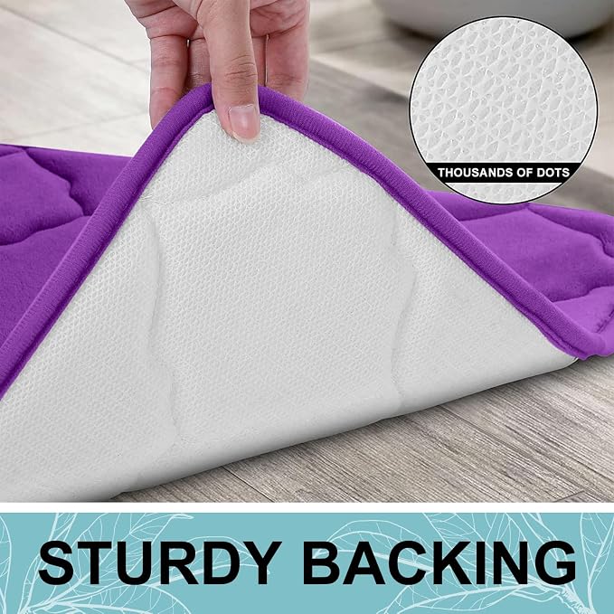 OLANLY Memory Foam Toilet Rugs U-Shaped 24x20, Ultra Soft and Absorbent Bathroom Rugs, Non-Slip, Comfortable, Machine Washable Contour Bath Mat for Toilet Base, Home Decor Accessories, Purple