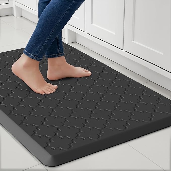 Kitchen Mats for Floor - Anti Fatigue Mats for Kitchen Floor - Non Slip Cushioned Rugs for Standing, Office, Sink, Laundry, Black