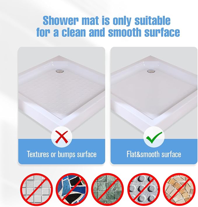 Shower Mat Non-Slip Bath Mat for Tub and Shower Stall,236 Suction Cups with Drain Holes, Quick Dry Machine Washable, Extra Grip for Stand Up Showers, Bathroom Essentials 24x24 Inch (Light Grey)