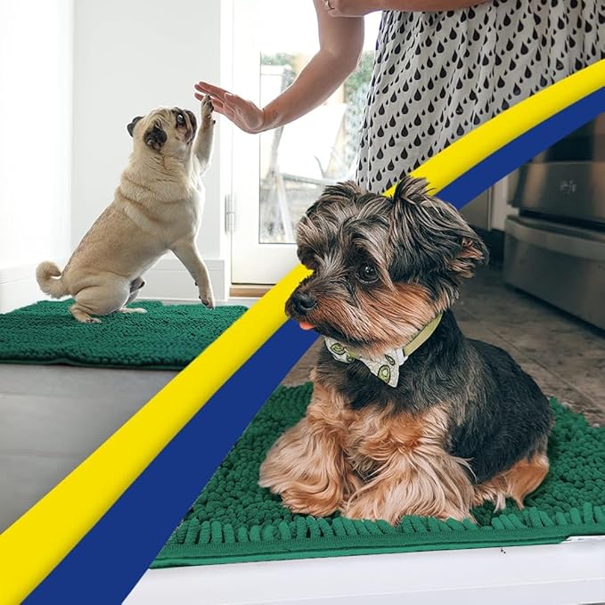Muddy Mat® | Super Absorbent Door Mat Indoor, Microfiber Quick Dry Chenille Entryway Rug, Non-Slip Front Door Mat, Indoor Mats for Entryway, Machine Washable Pet Rug, Dark Green 36"x60"