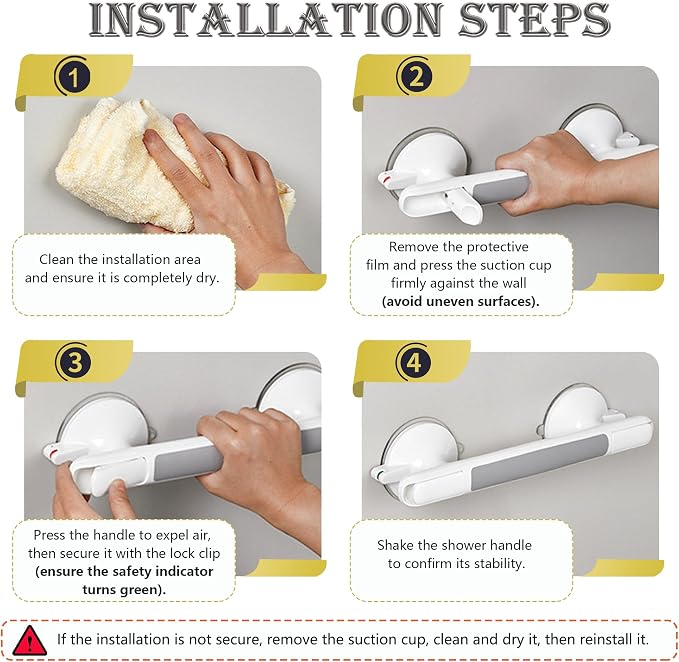 Grab Bars for Bathtubs and Showers Handles for Elderly Suction for Wall Handicap Grab Bars Safety