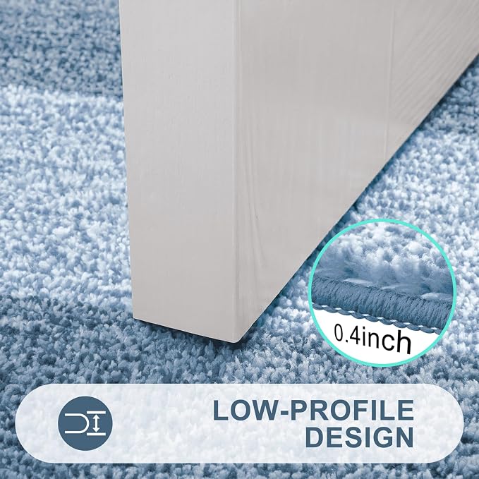 Kitinjoy Indoor Outdoor Door Mat, 59x24 Non-Slip Absorbent Dirt Trapper, Low-Profile Washable Inside Entrance Front Floor Mat, Sturdy Soft Entry Doormats for Entryway, Light Blue