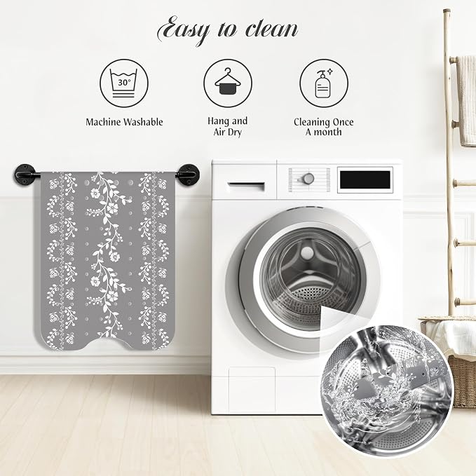 SHUCHING Gray Bath Mat for Tub Non Slip for Women-40 X 16 Inch, Flower Non Slip Bathtub Mat for Adults & Elderly Mold Free, Long Shower Mat for Inside Shower with Suction Cup, Machine Washable