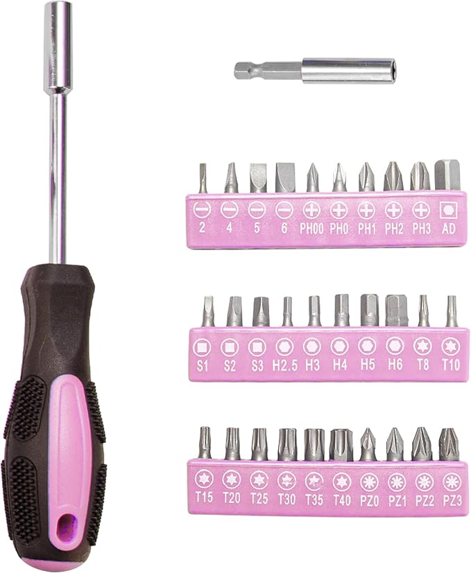 CARTMAN Home Tool Set Kit, Basic Household Hand Tools with Storage Case Light Pink