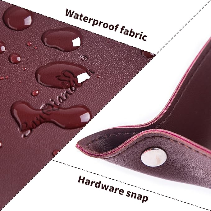 Leather Jewelry Valet Tray for Women and Man, Portable Entryway Table Tray Bedside Nightstand Desk Tray Small Catchall Travel Dish Plate for Key,Wallet,Watch,Coin(8x8, Deep Brown-B)