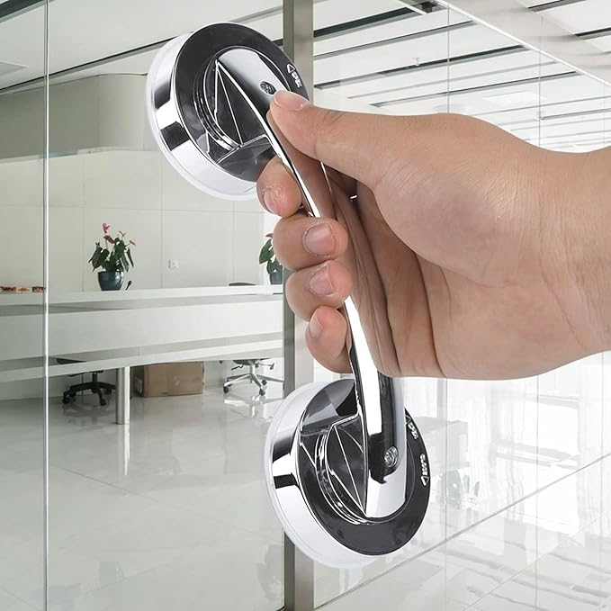 Suction Cup Grab Bar, 2 Pack Glass Door Window Handle Suction Cup Glass Mirror Door Handle for Bathroom Bathtubs and Showers Kitchen Drawer Cabinet