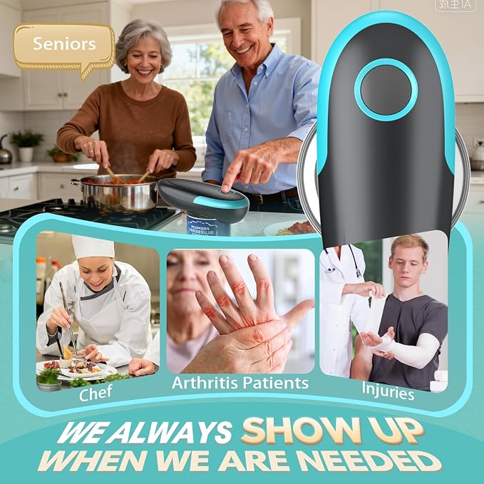 Electric Can Opener, Fits All Can Sizes One Touch Automatic Can Opener, Electric Can Opener for Kitchen Food Safe Smooth Edge, Kitchen Gadgets Battery Operated Can Opener for Seniors, Arthritis, Chef