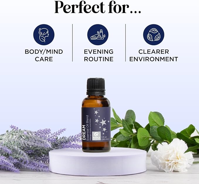 Sleep Essential Oil Blend for Diffuser - Dream Essential Oils for Diffusers | Aromatherapy and Relaxation with Clary Sage Ylang-Ylang Roman Chamomile and Lavender for Sleep Time Support (1 Fl Oz)