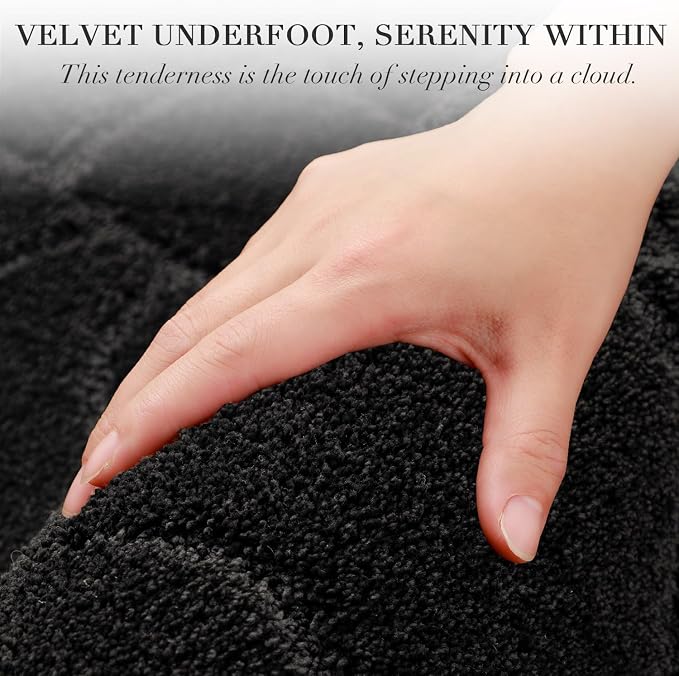 Large Bathroom Rugs, 24X36 Soft Absorbent Non Slip Microfiber Bath Mat Rugs, Modern Bath Rug Mat Area Carpet for Bathroom Shower Floor Decor, Machine Washable (Black)