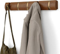 Umbra Flip Wall-Mounted Coat Rack with 5 Hooks – Modern, Space-Saving Storage for Hats, Jackets, Bags, Entryway, Mudroom, Closet, Bathroom, Bedroom – Light Walnut/Gold