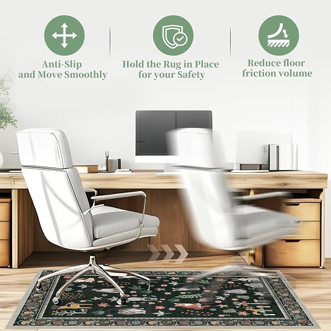 Office Chair Mat for Hardwood Floor & Tile Floor,36"x48"Heavy Duty Desk Chair Mat for Hard Floors, Under Desk Rug for Rolling Computer Chair,Anti Slip,Low Pile Carpet Floor-Colorful Animals