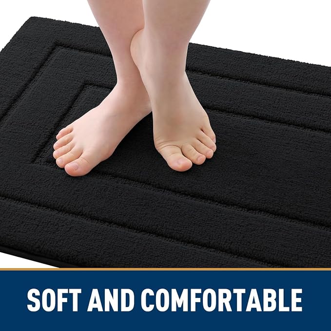 Smiry Dog Door Mat for Muddy Paws, Absorbs Moisture and Dirt, Low-Profile Entryway Mat with Non-Slip Backing, Entry Indoor Outdoor Doormat for Inside Floor (36x24 Inches, Black, Bordered)