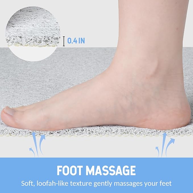 Hargiis Non-Slip Bathtub Mat, Anti Slip Shower Mat, Fast Drying Bathtub Mats, Foot Scrubber Mat, Anti Slip Mat for Tub, Floor, Bathroom, Kitchen, Home, Hotel (White 40"×16")
