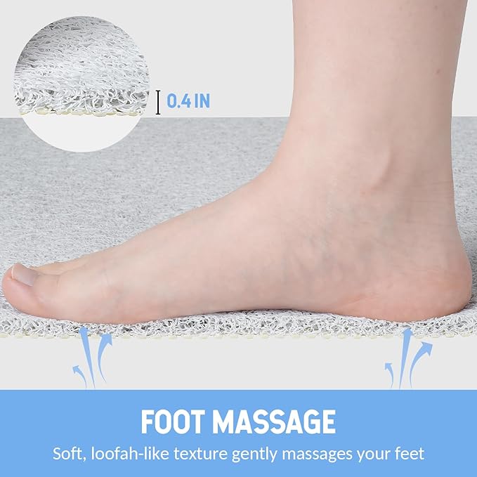 Hargiis Non-Slip Bathtub Mat, Anti Slip Shower Mat, Fast Drying Bathtub Mats, Foot Scrubber Mat, Anti Slip Mat for Tub, Floor, Bathroom, Kitchen, Home, Hotel (White 40"×28")