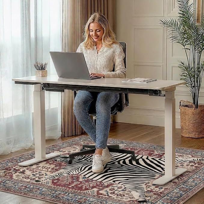 48"x72" Office Chair Mat for Hardwood Tile Floor, Under Desk Carpet Protector for Rolling Computer Chair Mat, Machine Washable Area Rug, Anti-Slip 1/5" Thick Low Pile Thin Vinyl Floor Mat, Red