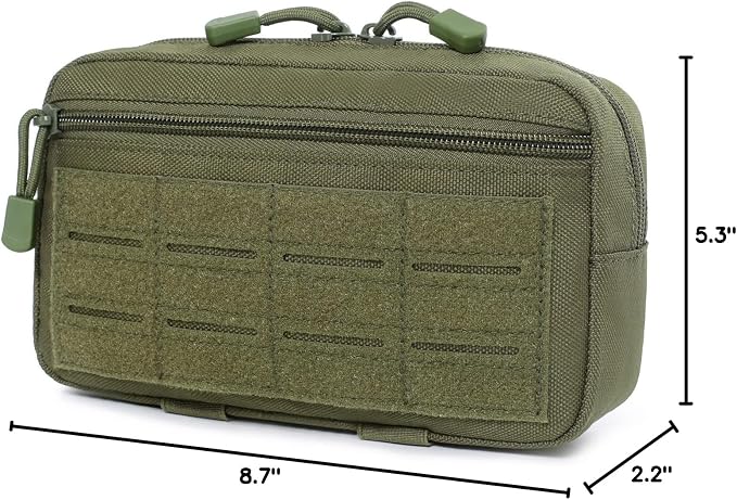 2 Pack Tactical Molle Admin Pouch with US Flag Patch and Keychain - Utility Laser Cut Tactical EDC Tool Pouch Bag Horizontal Modular Pouches Utility Tool Pouch