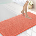 Smiry Luxury Chenille Bathroom Rugs 47x24, Extra Soft and Absorbent Shaggy Bath Mat, Machine Washable, Non-Slip Plush Carpet Runner for Tub, Shower, and Floor, Home Decor Accessories, Coral