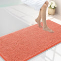 Smiry Luxury Chenille Bathroom Rugs 44x24, Extra Soft and Absorbent Shaggy Bath Mat, Machine Washable, Non-Slip Plush Carpet Runner for Tub, Shower, and Floor, Home Decor Accessories, Coral
