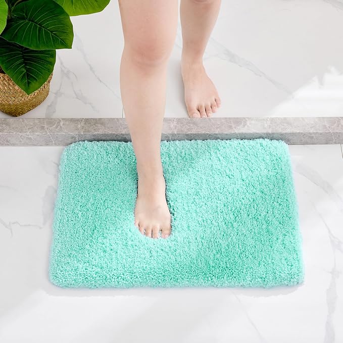 Disolla Mint Green Bathroom Rug 17x24 - Non-Slip Plush Small Bath Mat, Highly Absorbent & Ultra Soft Fluffy Floor Mat, Machine Washable for Shower and Tub